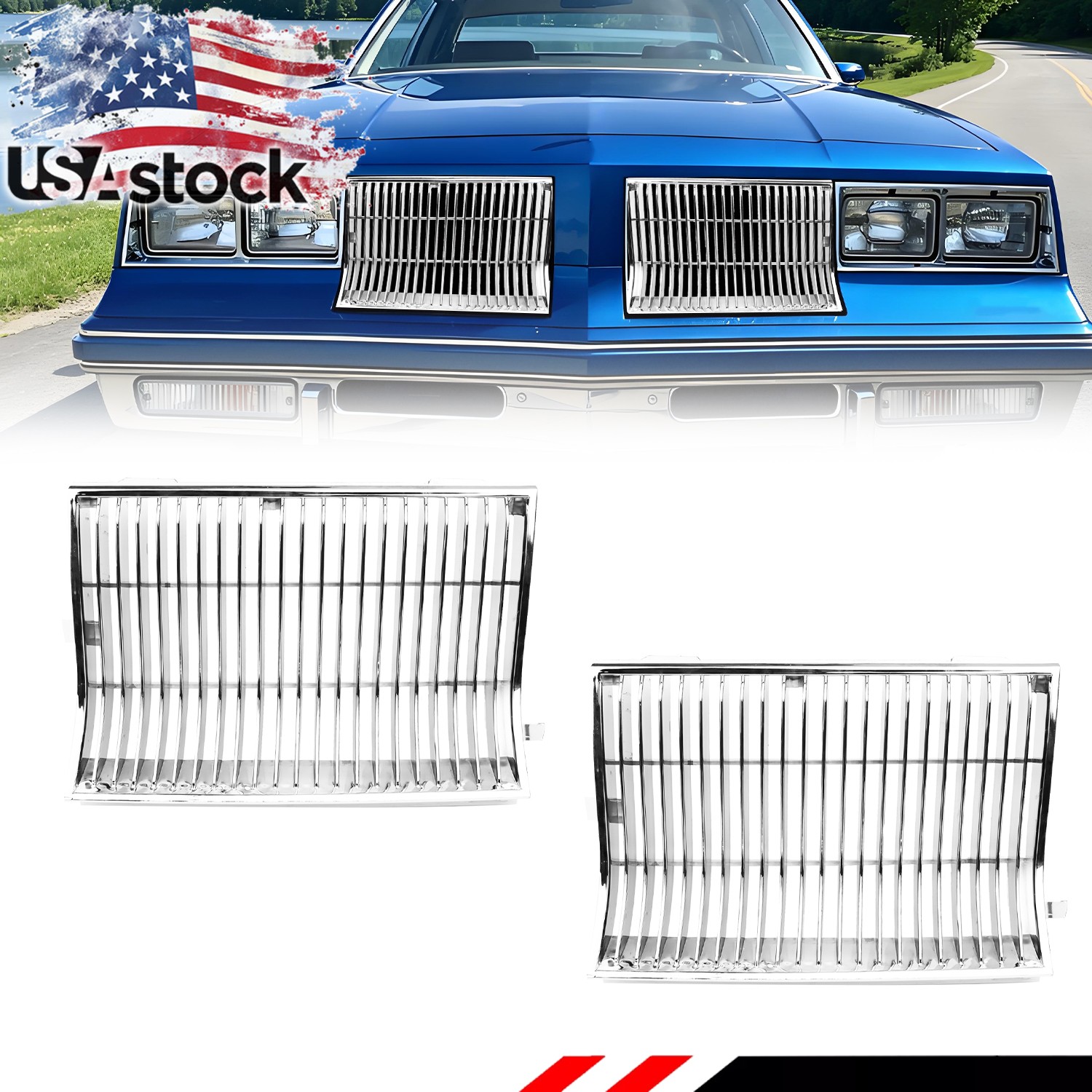 2X Silver Front Grill Grille For 1981-1986 Oldsmobile Cutlass 22531190 22531191
