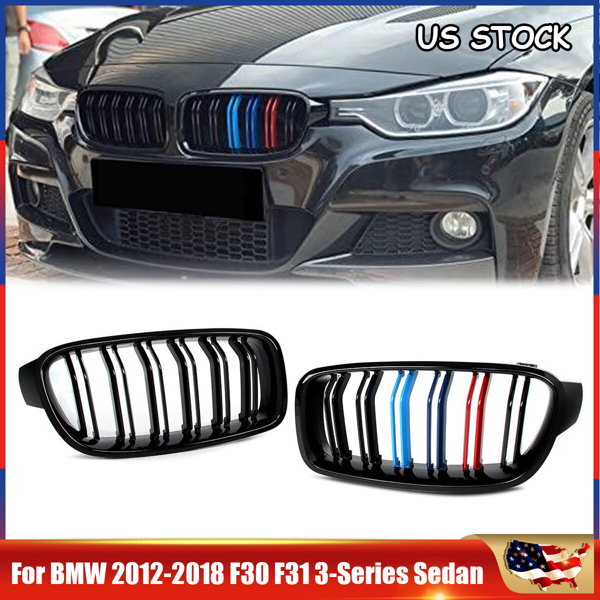 M-Color Kidney Grille Grill For BMW F30 F31 320i 328i 335i 2012-2018 Gloss Black M-Color Kidney Grille Grill For BMW F30 F31 320i 328i 335i 2012-2018 Gloss Black