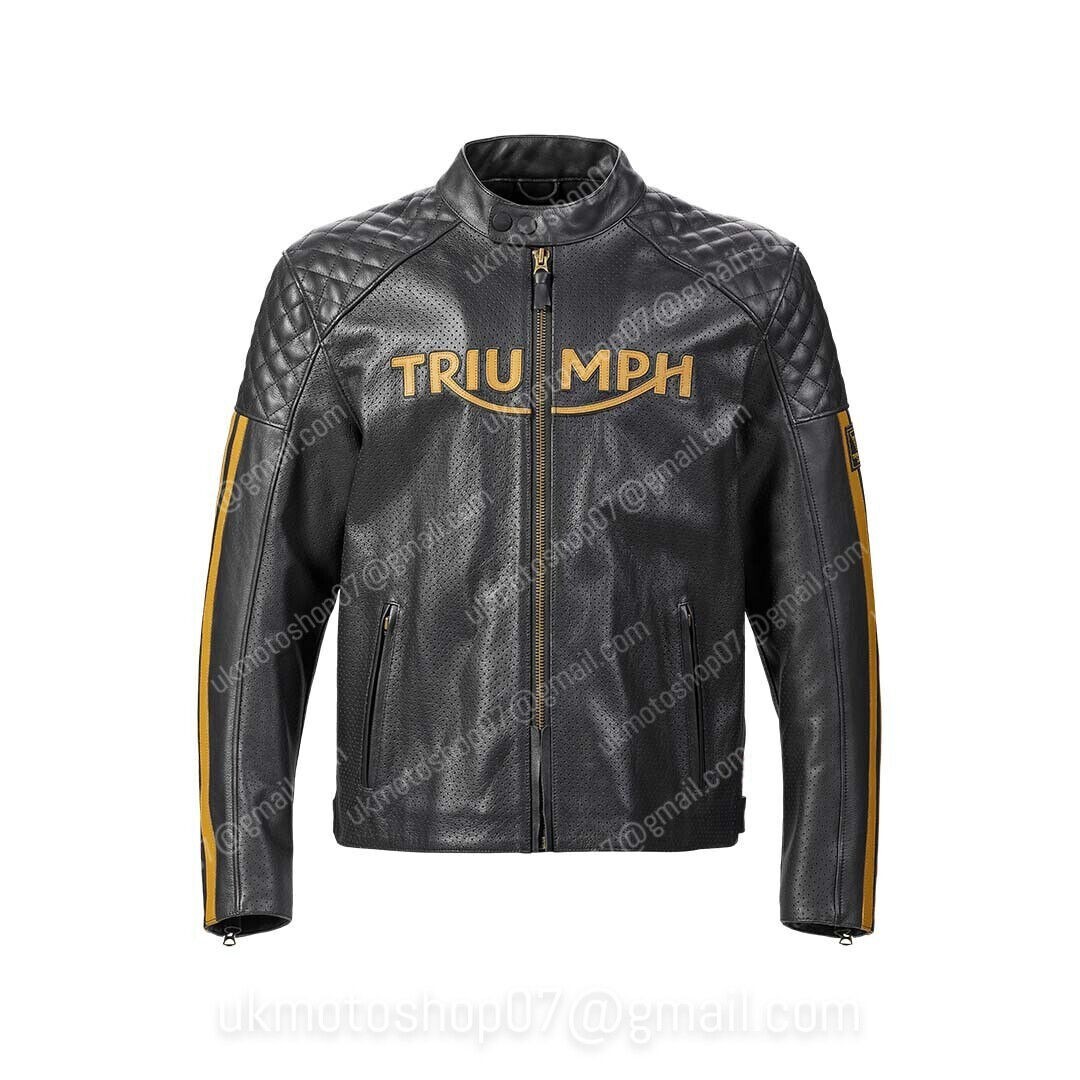 New Triumph Racing Motorcycle Biker Jacket -  Triumph MotoGP Leather Jacket