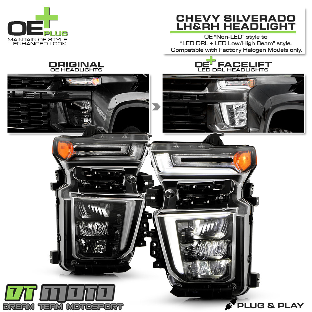 For Halogen OE Upgrade 2020-23 Chevy Silverado 2500HD 3500HD Full LED Headlights For Halogen OE Upgrade 2020-23 Chevy Silverado 2500HD 3500HD Full LED Headlights