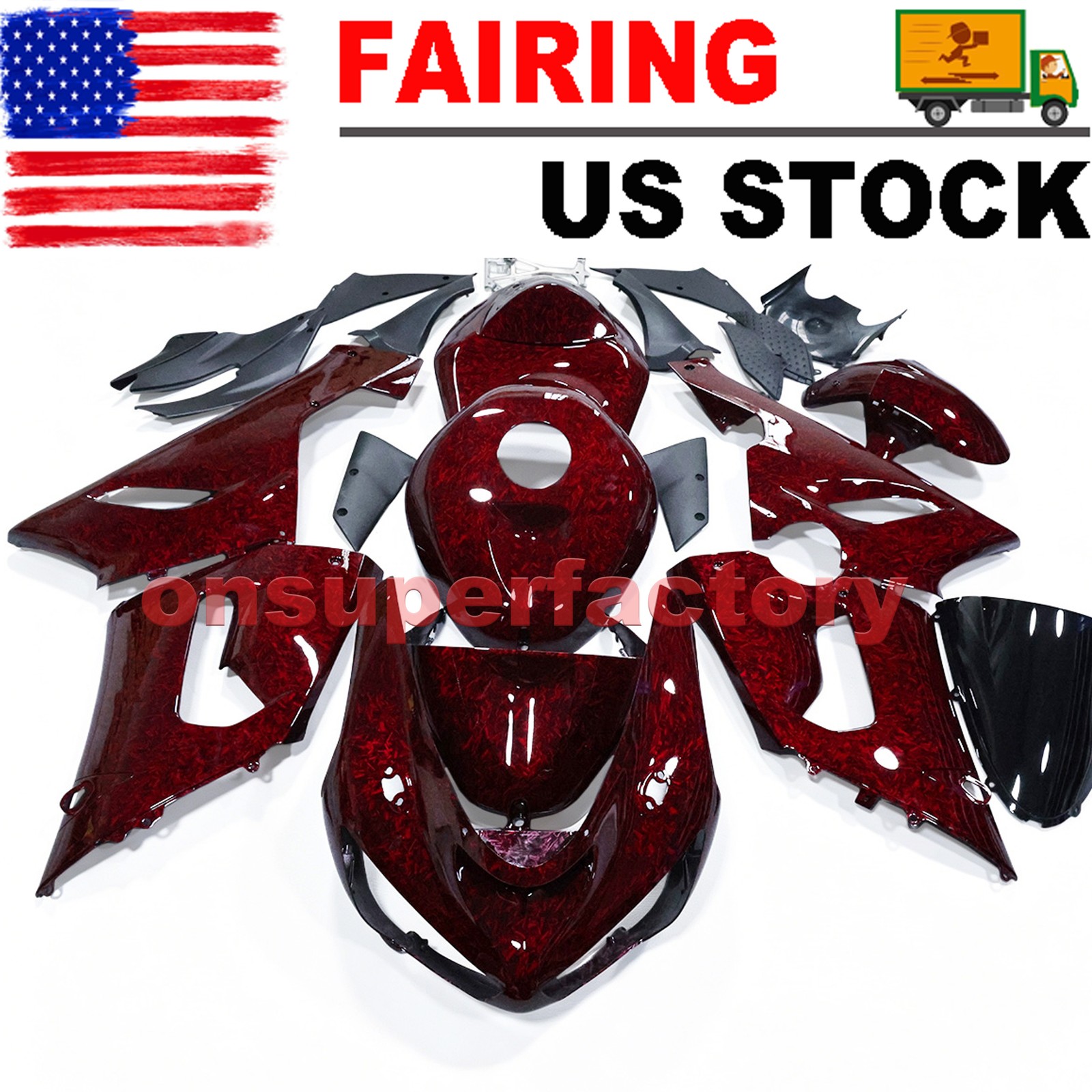Forged Carbon Fiber Fairing Kit w/ Tank Cover For Kawasaki Ninja ZX6R 2005 2006