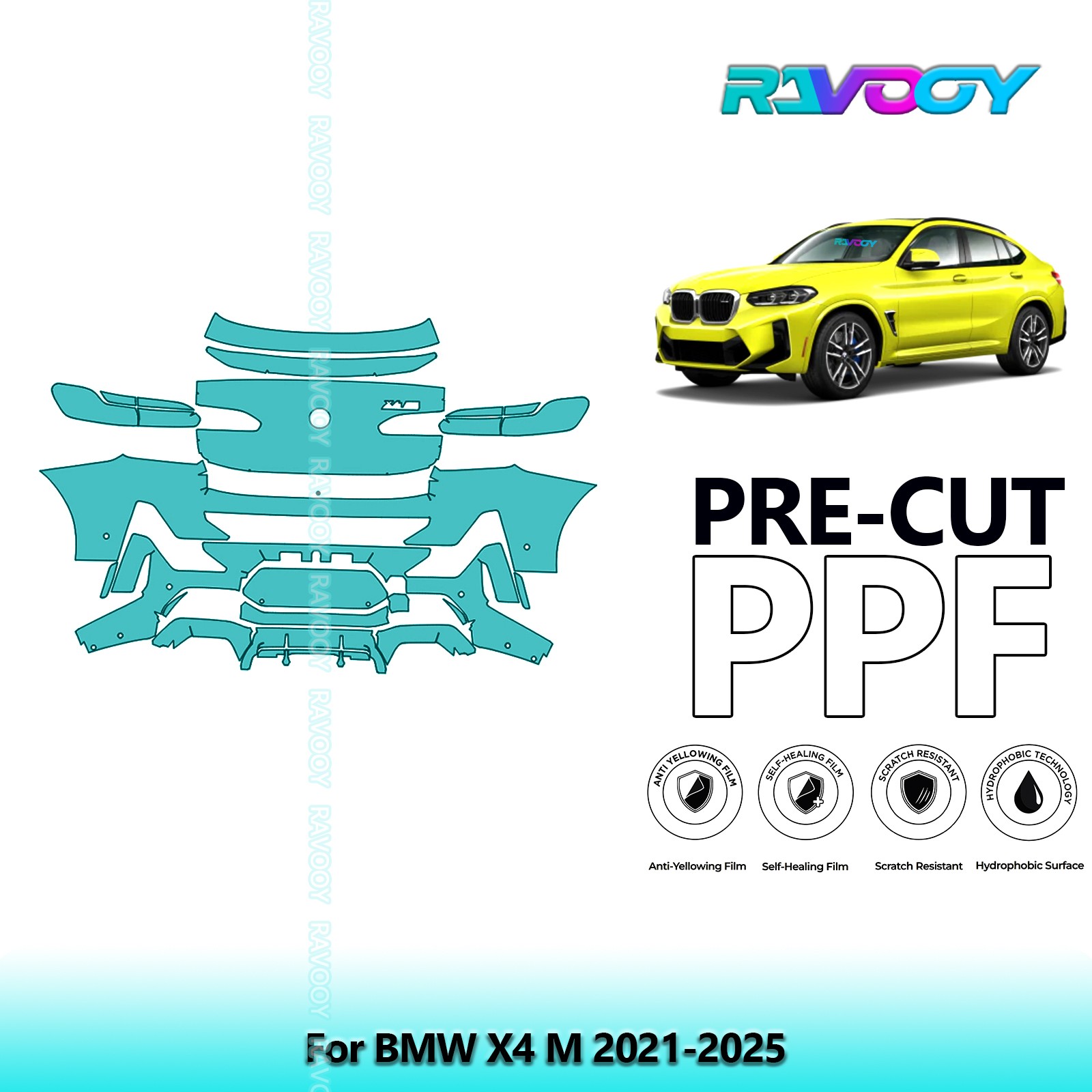 PreCut Paint Protection PPF Kit For BMW X4 M 2021-2026 8.5mil Clear Bra TPU