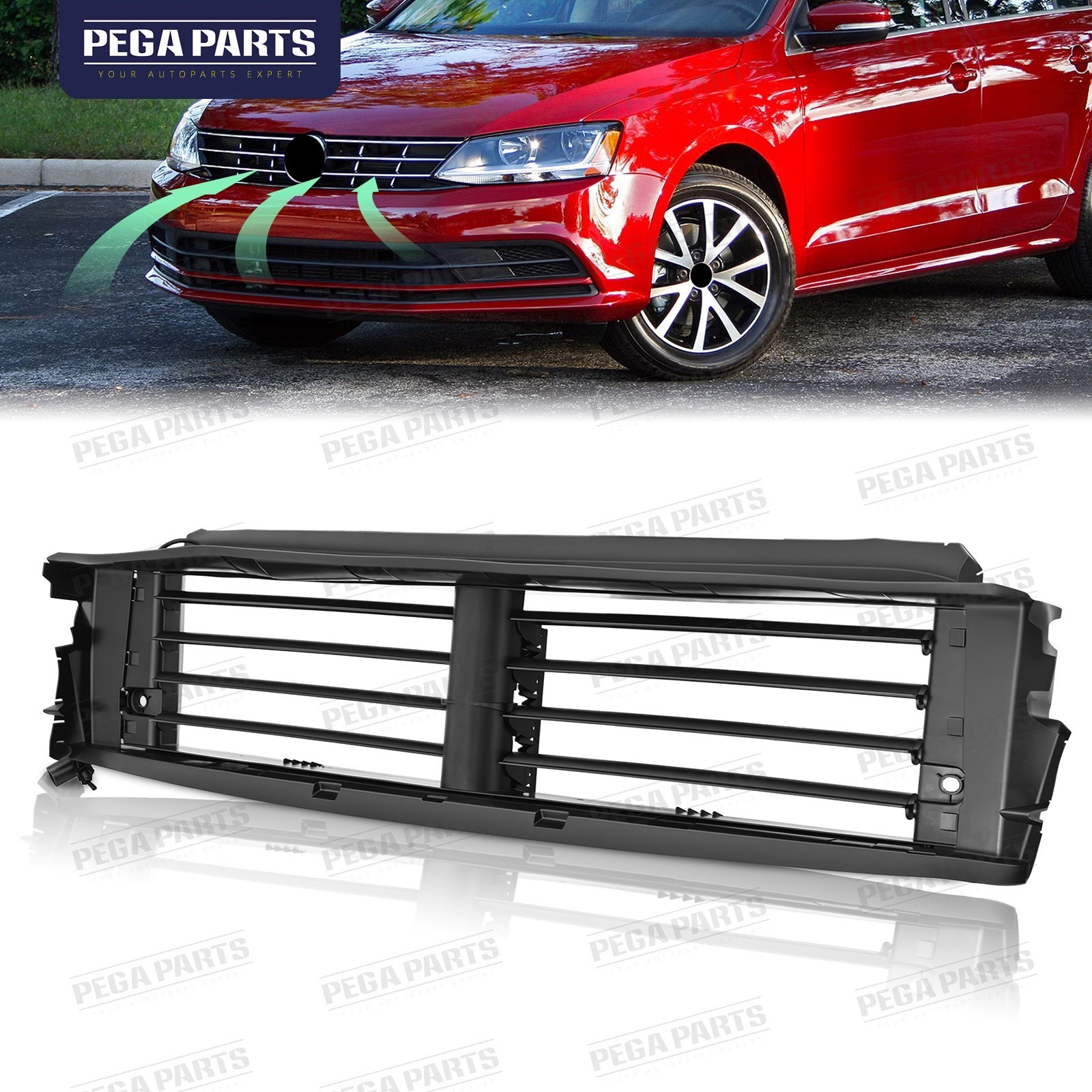 For 15-18 VW Volkswagen Jetta Front Lower Radiator Air Grille Shutter w/o Motor