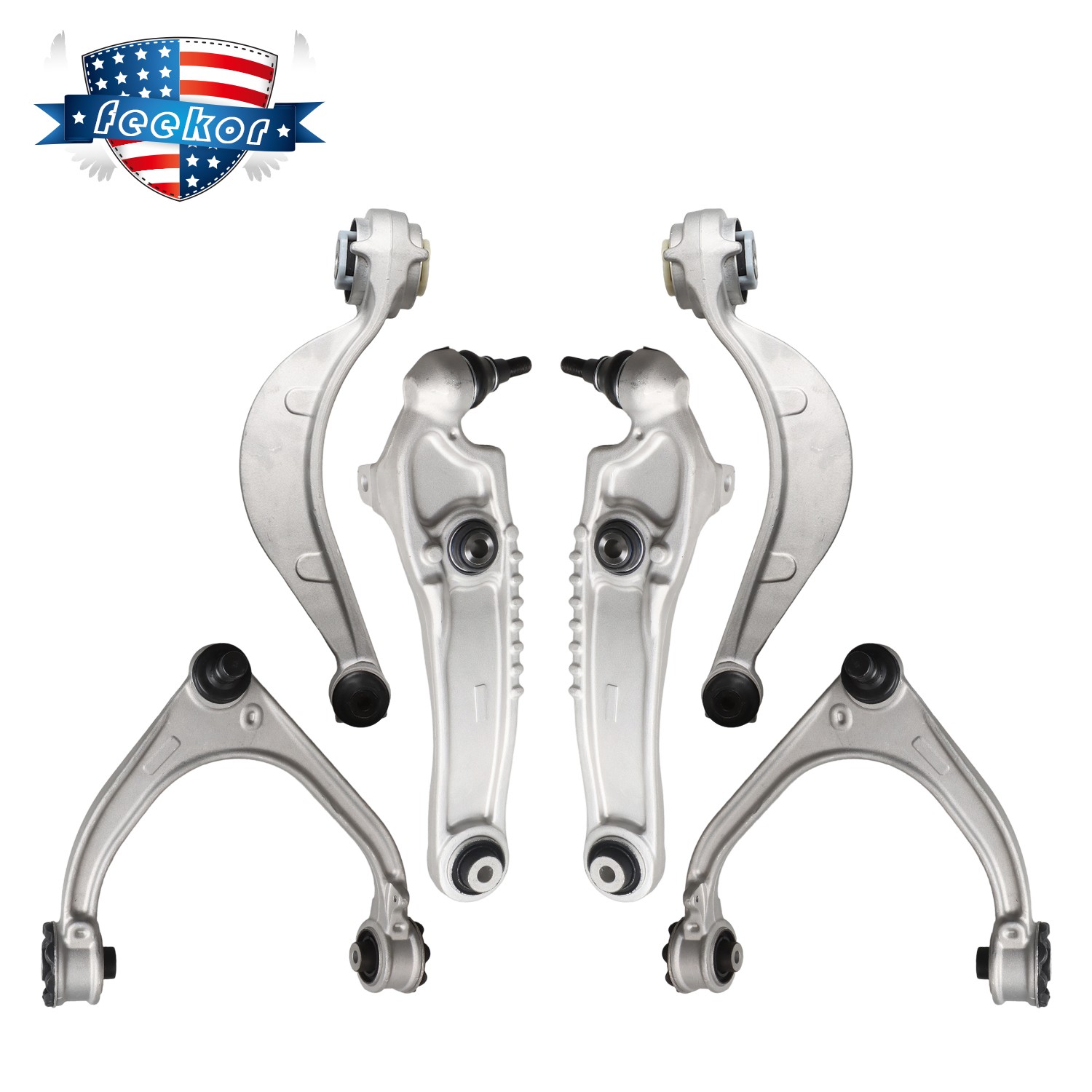 Set of 6 Front Control Arm & Ball Joint for Jaguar Land Rover Range Rover Velar