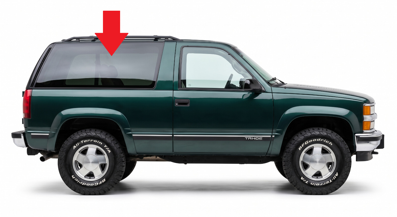 Fits 1993-1999 Blazer/Tahoe, GM Yukon 2DR Right Passenger Side Quarter Glass Fits 1993-1999 Blazer/Tahoe, GM Yukon 2DR Right Passenger Side Quarter Glass