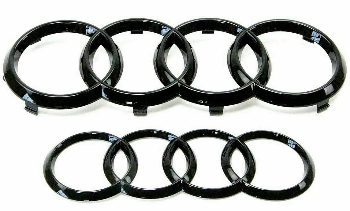 Audi A5 S5 Sportback Rings Emblem Front Hood Rear Boot Grill Badge Gloss Black