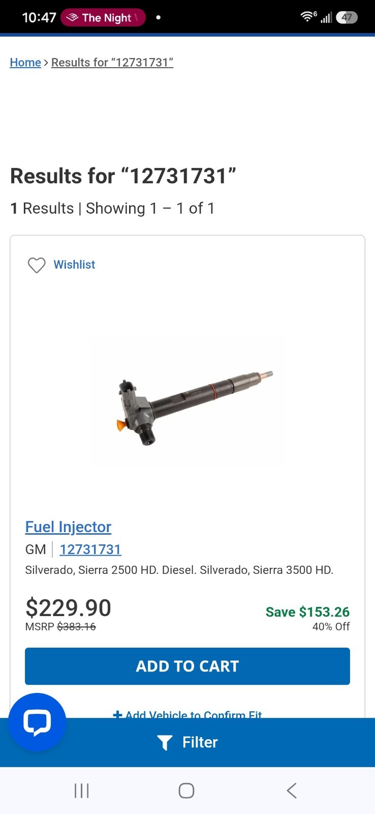 Genuine GM Fuel Injector 12731731 Genuine GM Fuel Injector 12731731
