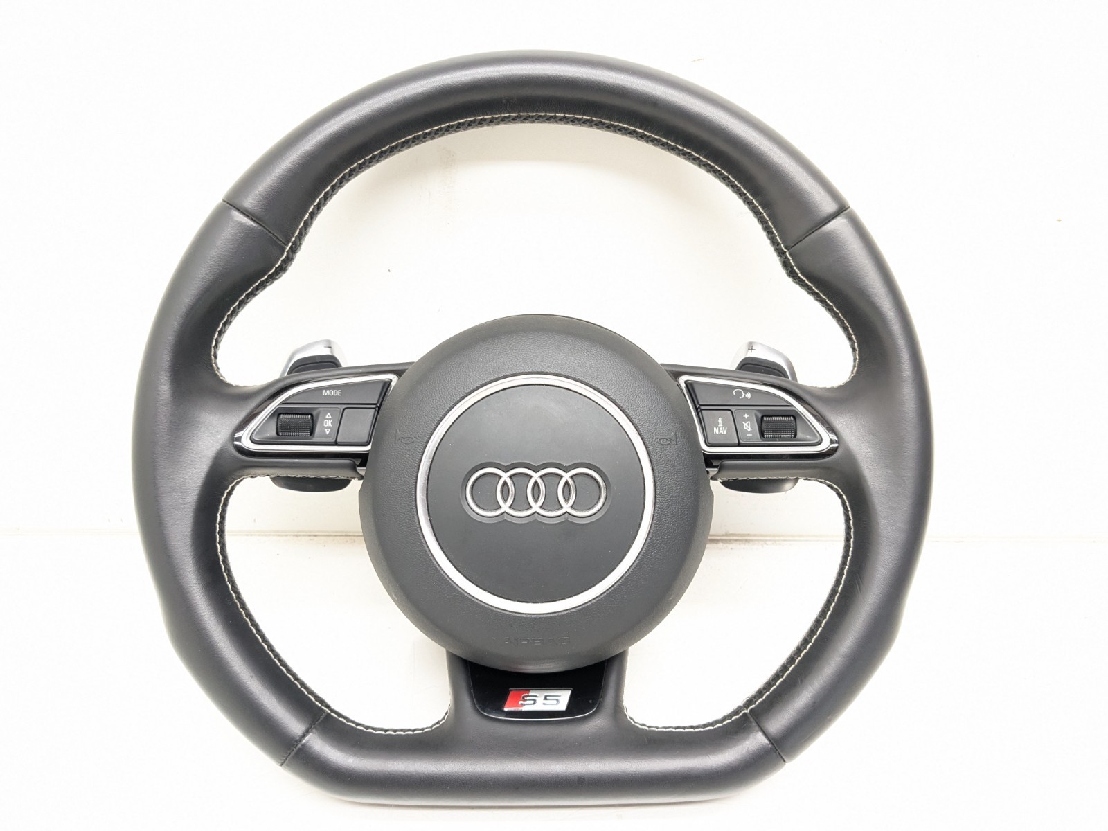 13-17 AUDI S5 FLAT BOTTOM STEERING WHEEL W/ PADDLE SHIFTERS & BUTTONS OEM  USED