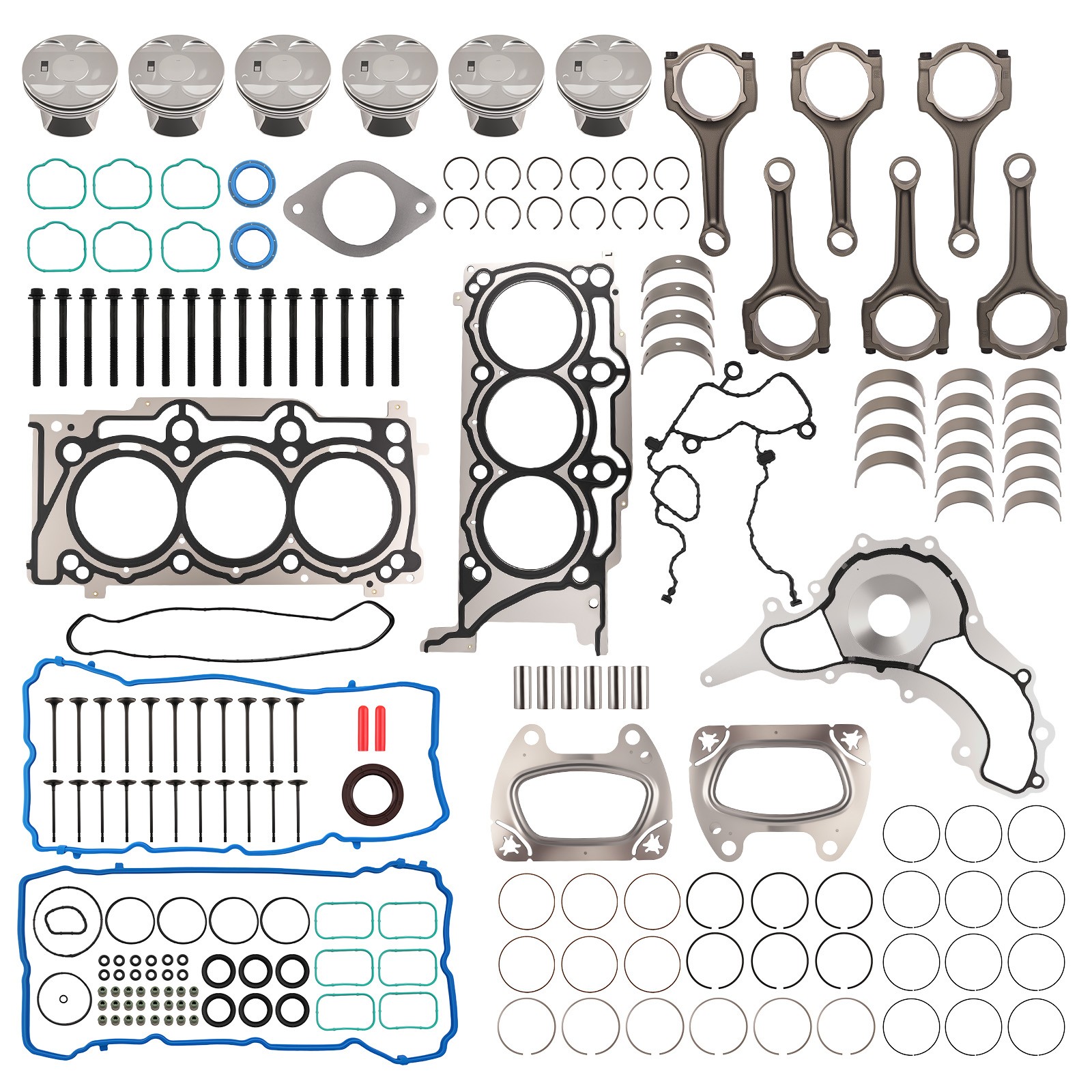 Full Engine kit w/ Rods+Pistons+Bearings+Valves+Gaskets for Jeep Grand Cherokee