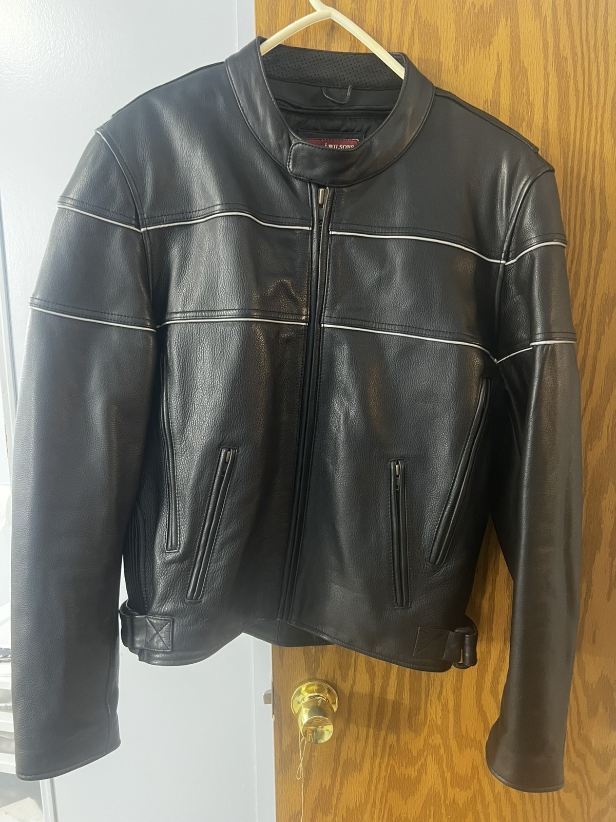 Wilson Leather cafe Motorcycle Riding Jacket vintage red label heavy Wilson Leather cafe Motorcycle Riding Jacket vintage red label heavy
