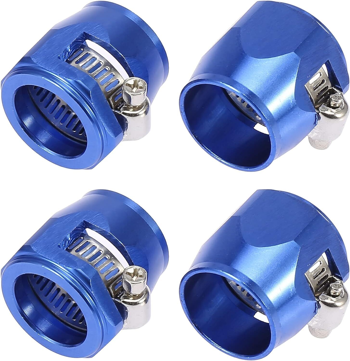 4PCS Hex Hose Finisher Clamp Hose End Cover Fitting Adapter Aluminum Blue AN4 4PCS Hex Hose Finisher Clamp Hose End Cover Fitting Adapter Aluminum Blue AN4