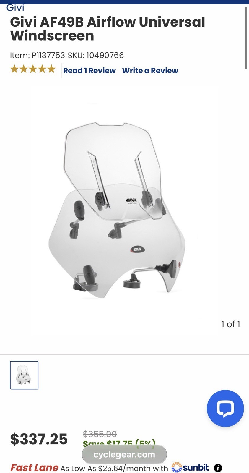 Givi AF49B Airflow Universal Windscreen Givi AF49B Airflow Universal Windscreen