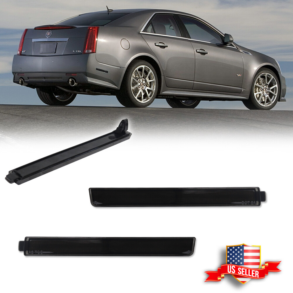 Smoked Rear Bumper Side Marker Light Reflectors For 2008-2013 Cadillac CTS CTS-V