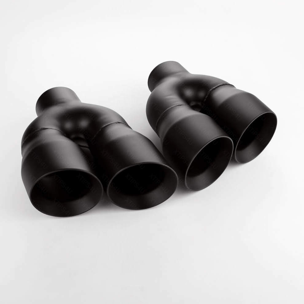 Pair Black Exhaust Tips 3