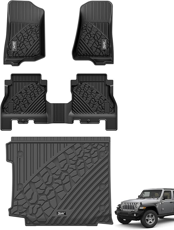 3W All Weather Front, Rear & Cargo Floor Liner Black 18-25 Wrangler JL 4-Dr 3W All Weather Front, Rear & Cargo Floor Liner Black 18-25 Wrangler JL 4-Dr