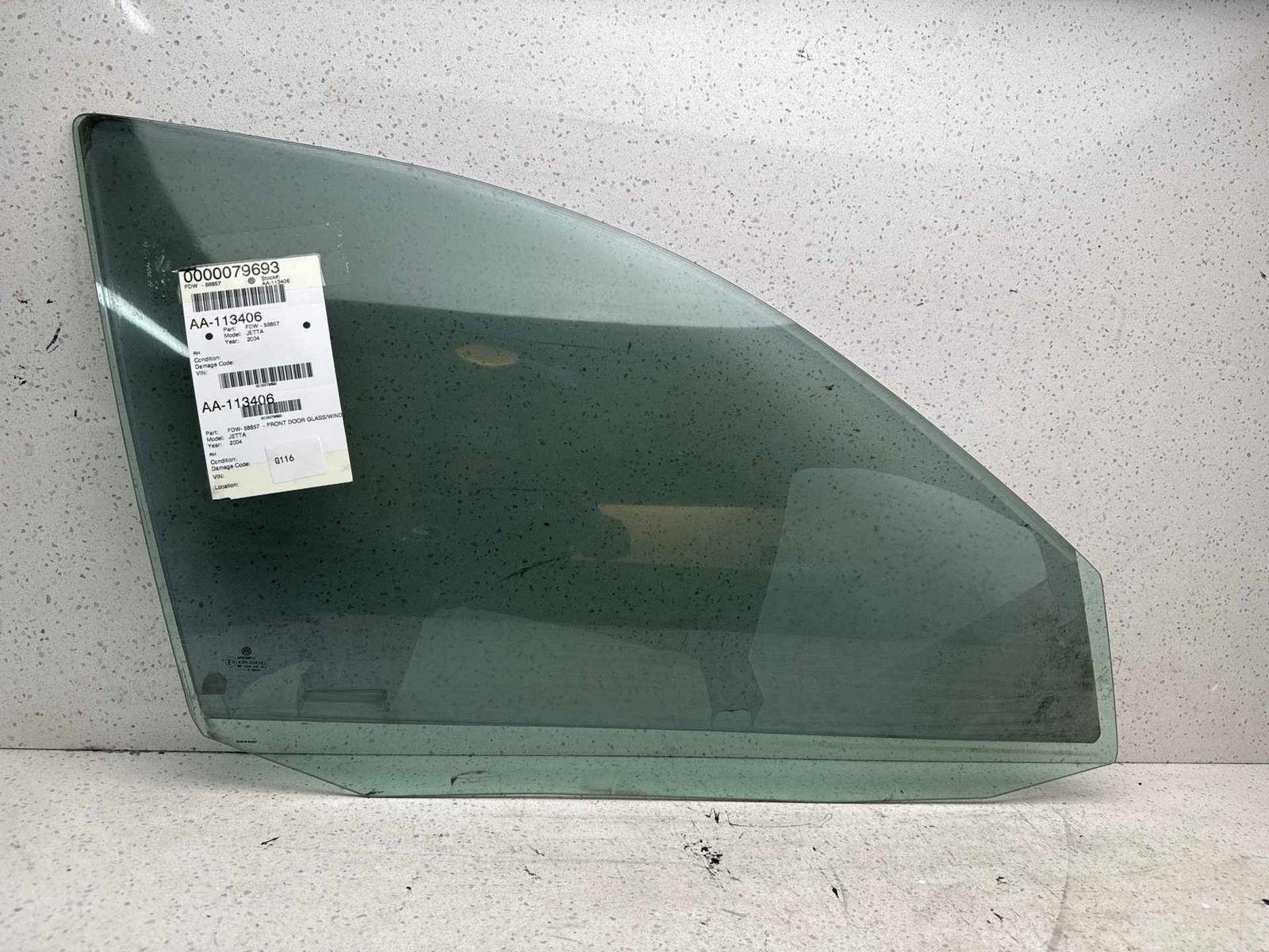 1999-2011 JETTA EXCEPT GLI Front Door Glass window Right Passenger side OEM