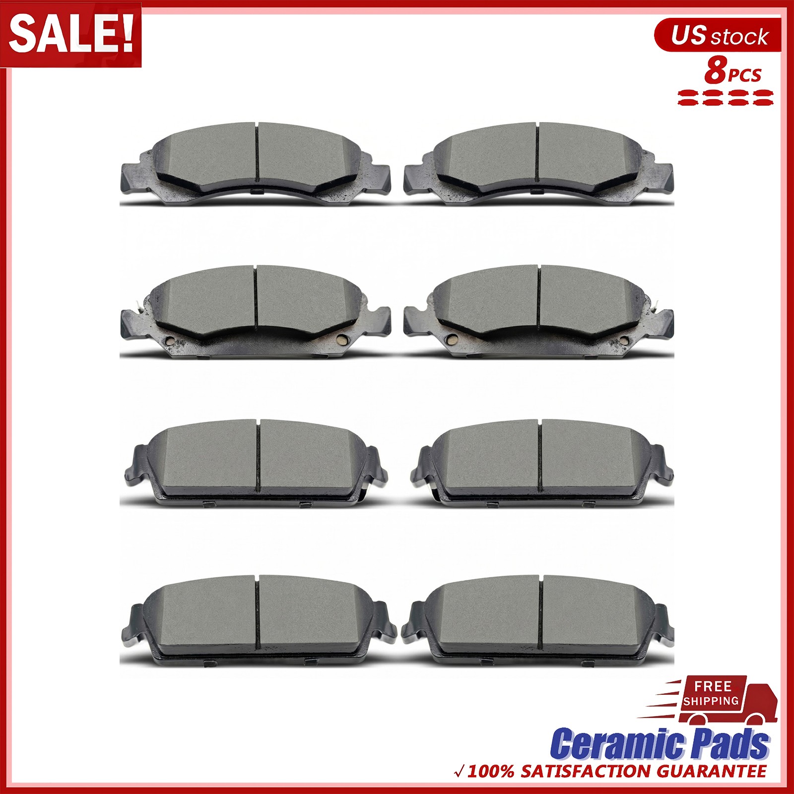 Front Rear Ceramic Brake Pads Kit For 2008-2013 Tahoe Silverado Sierra 1500