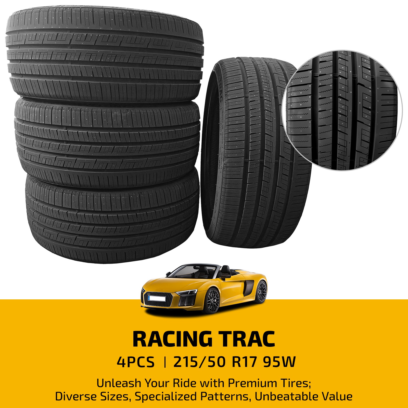 4-Pack High Performance 215/50ZR17 95W All Season Tires 7.7mm Tread 420AA BSW 4-Pack High Performance 215/50ZR17 95W All Season Tires 7.7mm Tread 420AA BSW