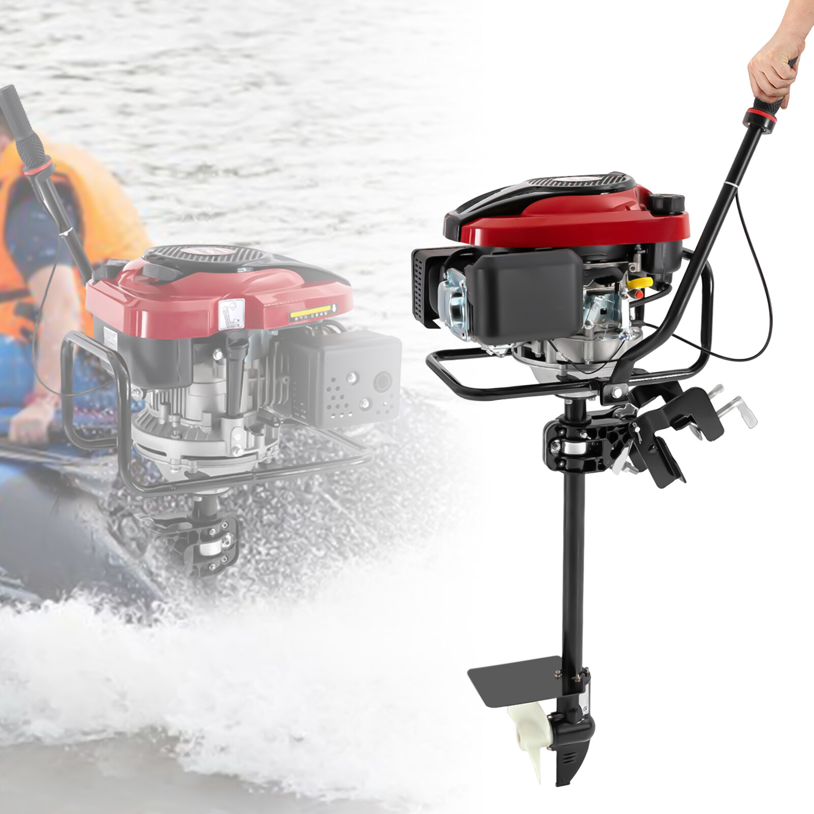 4-Stroke 8 HP Outboard Motor Fishing Boat Engine Air-Cooling TCI 196CC Gasoline