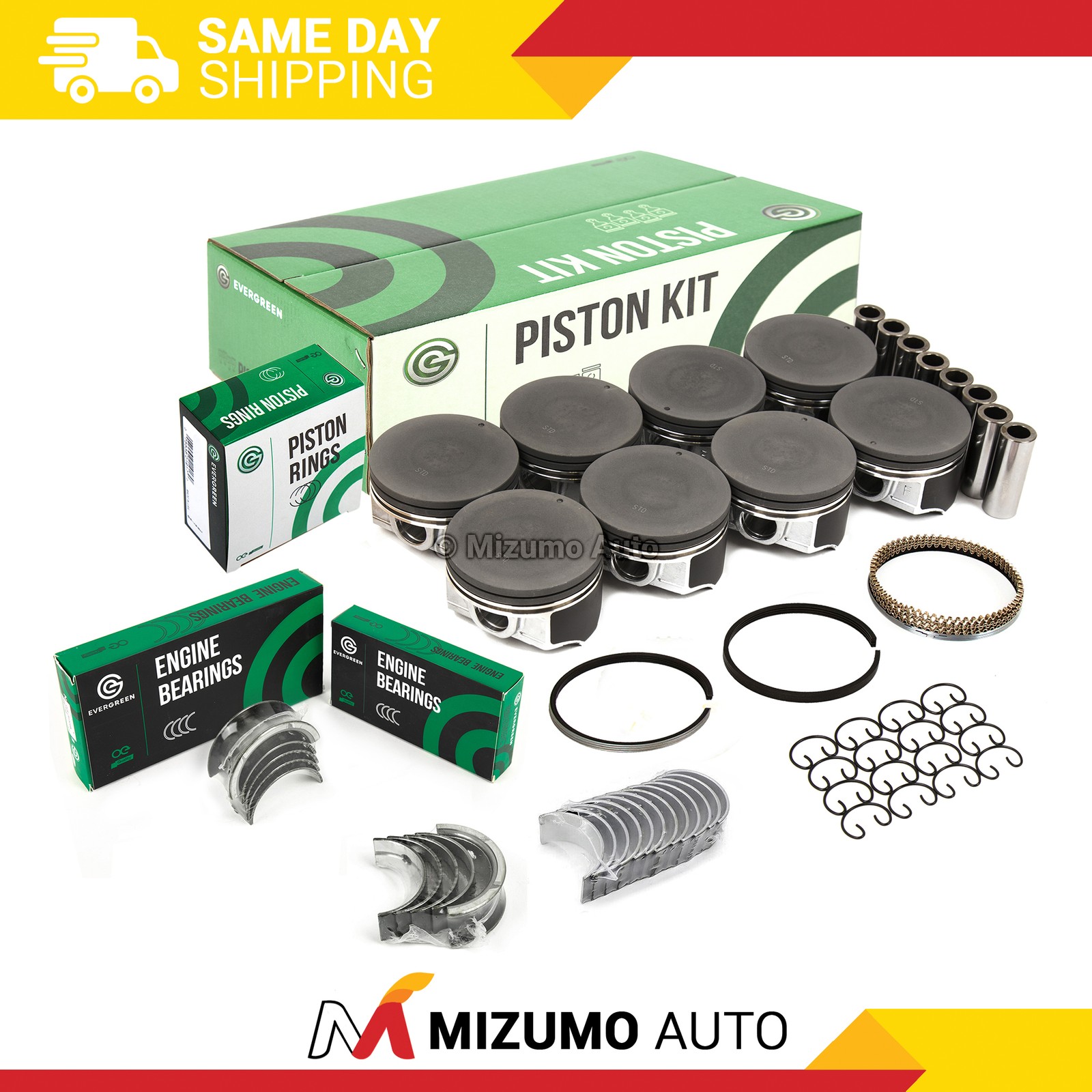 Pistons Main Rod Bearings fit 99-04 Chevrolet Tahoe GMC Yukon Sierra 1500 4.8L