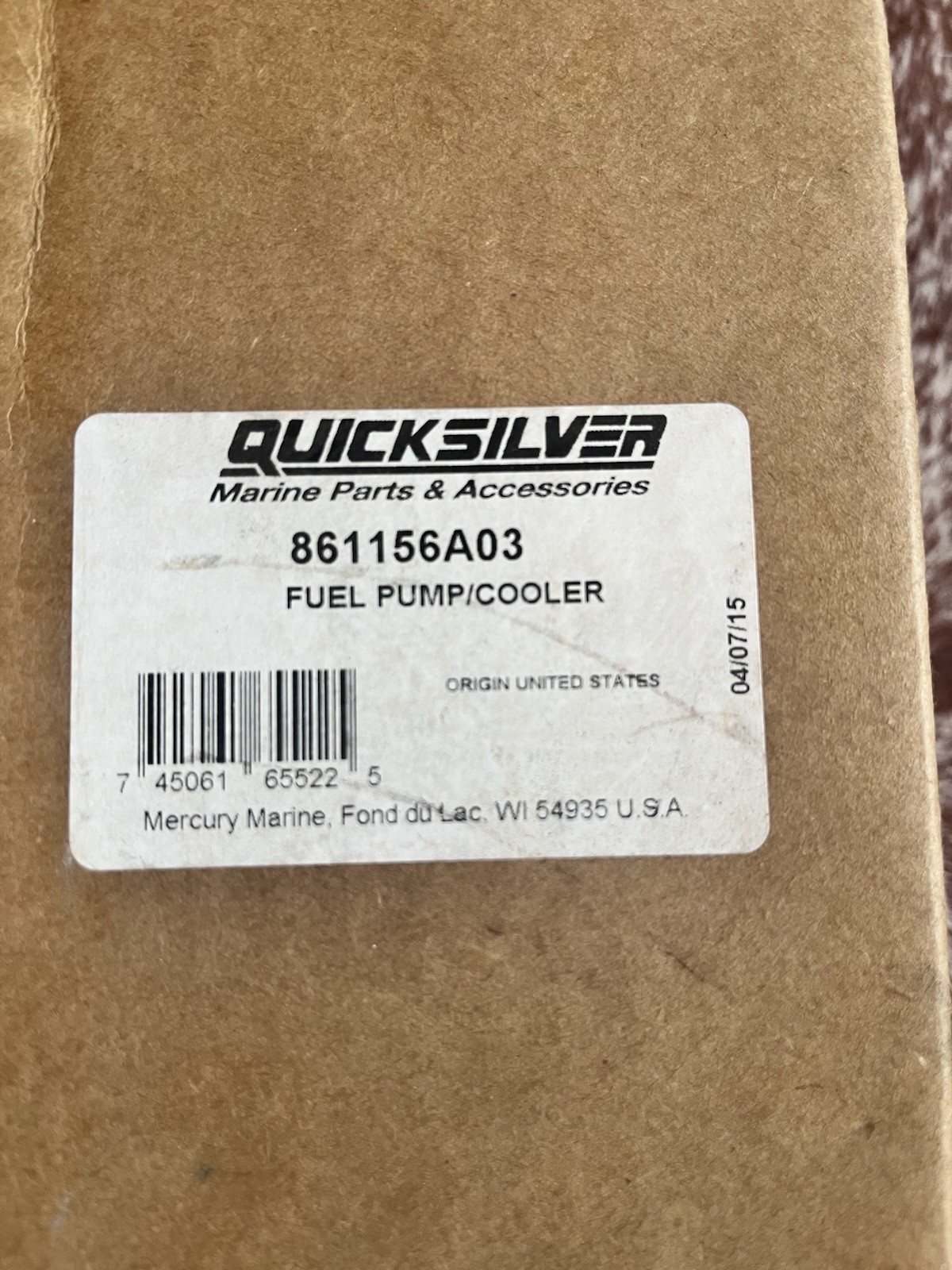 QUICKSILVER 861156A03/8M0125852 Fuel Pump/Cooler for Mercury