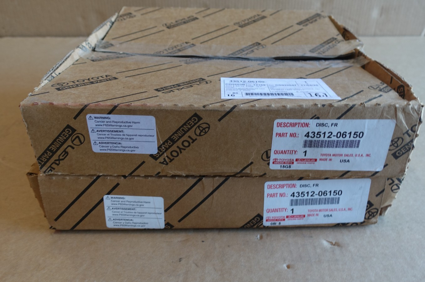 2007-2017 TOYOTA GENUINE OEM NEW FRONT DISC BRAKE ROTORS qty 2 4351206150 2007-2017 TOYOTA GENUINE OEM NEW FRONT DISC BRAKE ROTORS qty 2 4351206150
