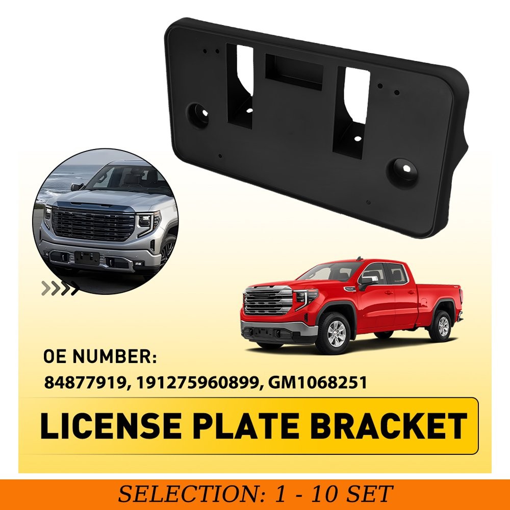 1-10X For GMC Sierra 1500 2022-2025 Front License Plate Tag Holder Frame Bracket