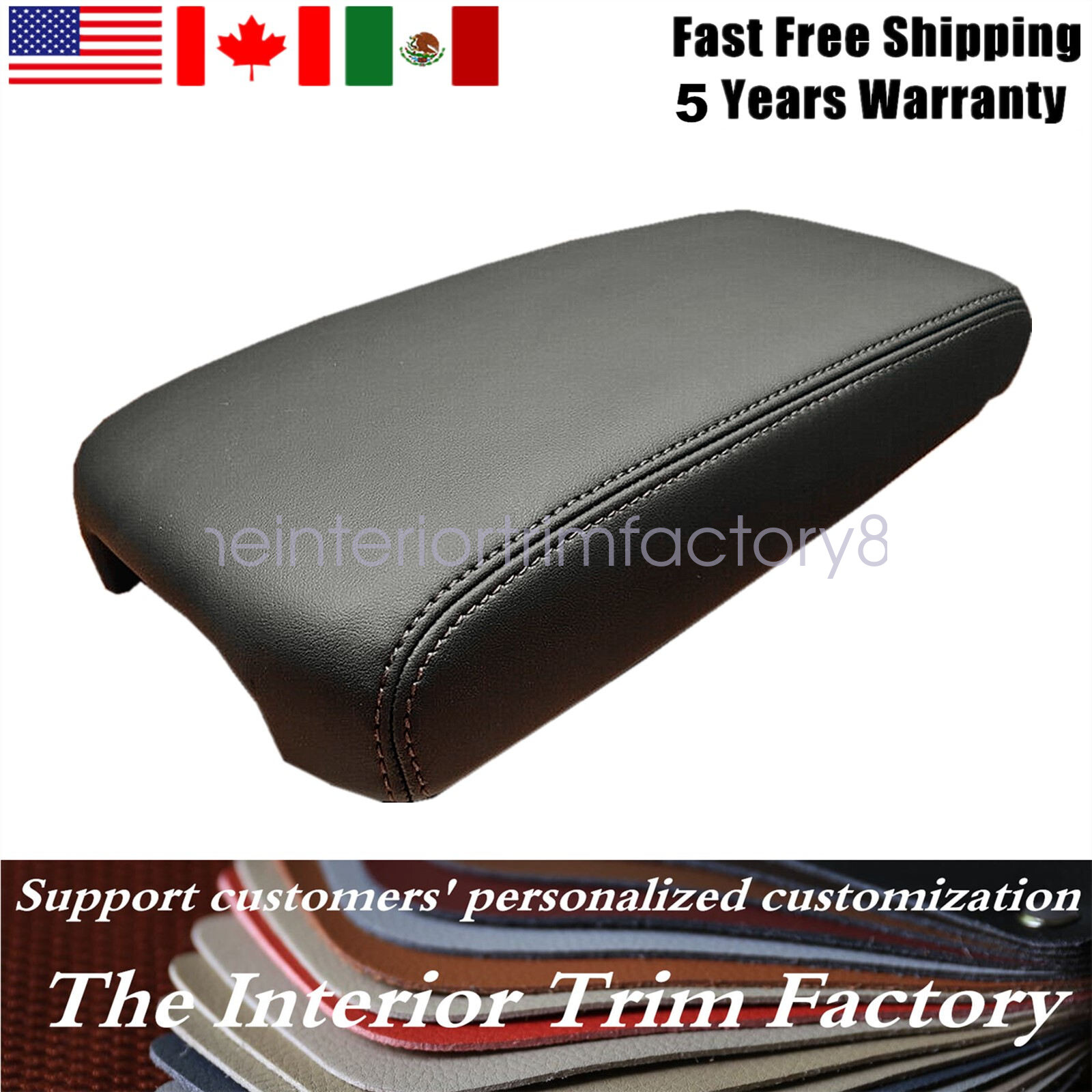FOR 2016 -19 Nissan Maxima Black Leather Console Lid ARMREST COVER GRAY Stitch
