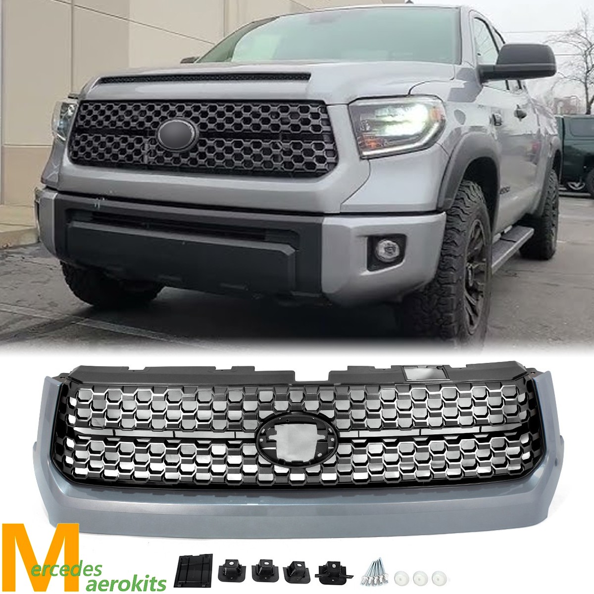 Cement Grey Front Upper Grille Honeycomb TRD Style For Toyota Tundra 2014-2021 Cement Grey Front Upper Grille Honeycomb TRD Style For Toyota Tundra 2014-2021