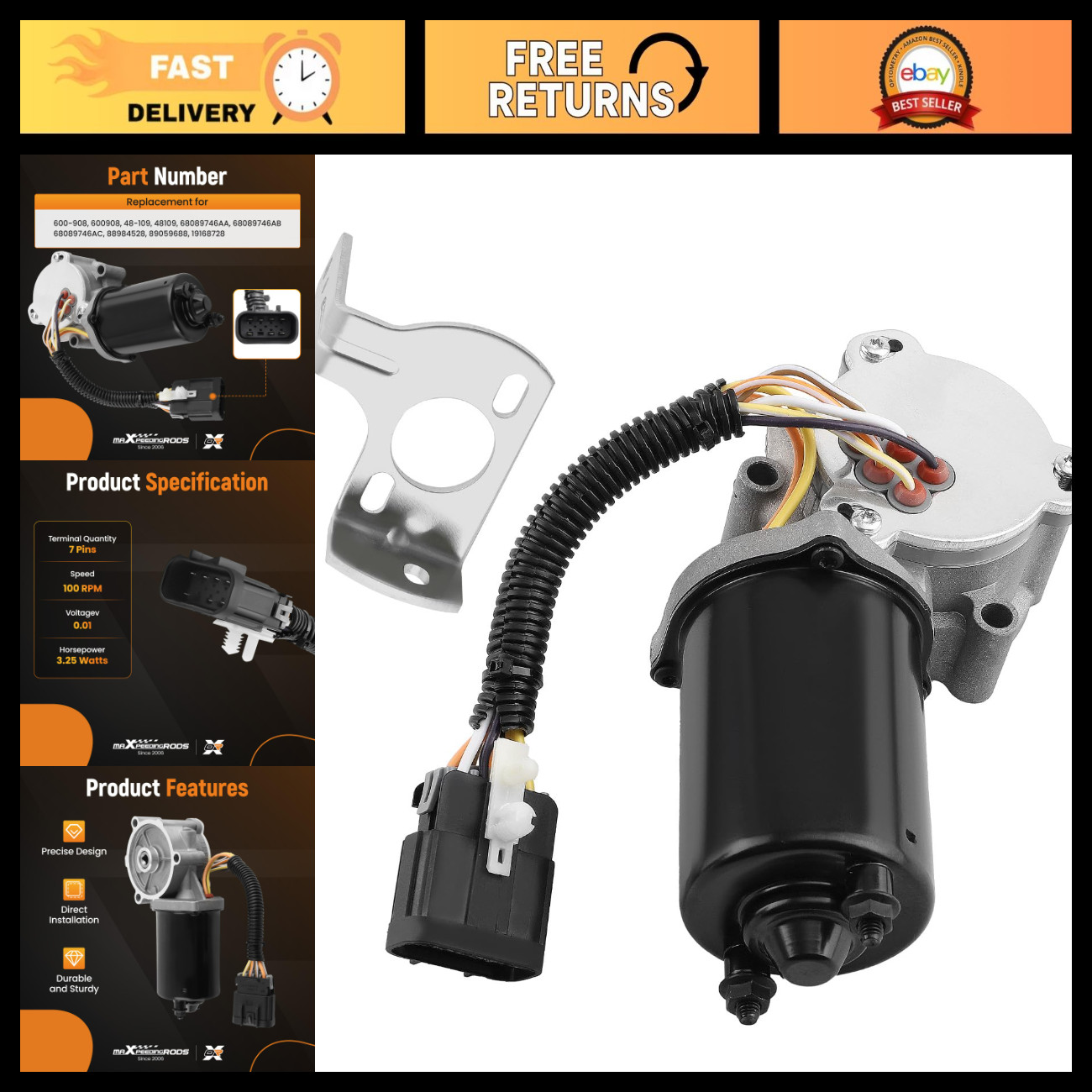 Transfer Case Shift Motor Actuator 600-908 Compatible, High Performance Replacem