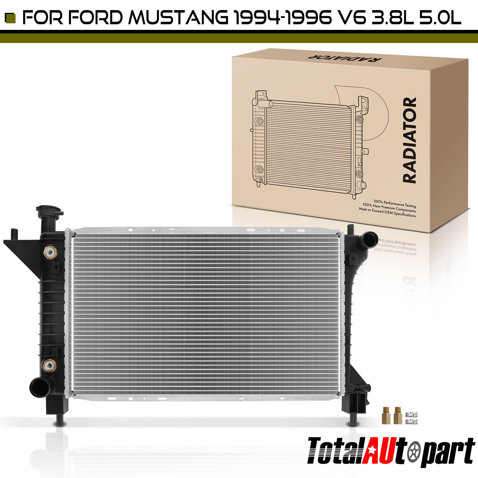 Aluminum Radiator for Ford Mustang 94-96 V6 3.8L V8 5.0L Automatic Transmission