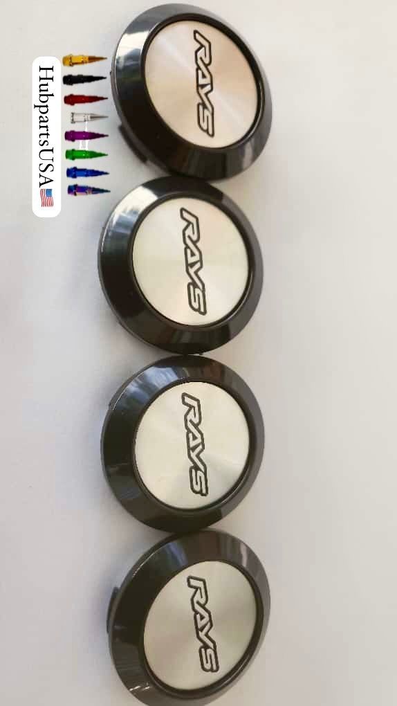 64mm Rays Volk Black  and Silver Wheel Center Caps 4 set