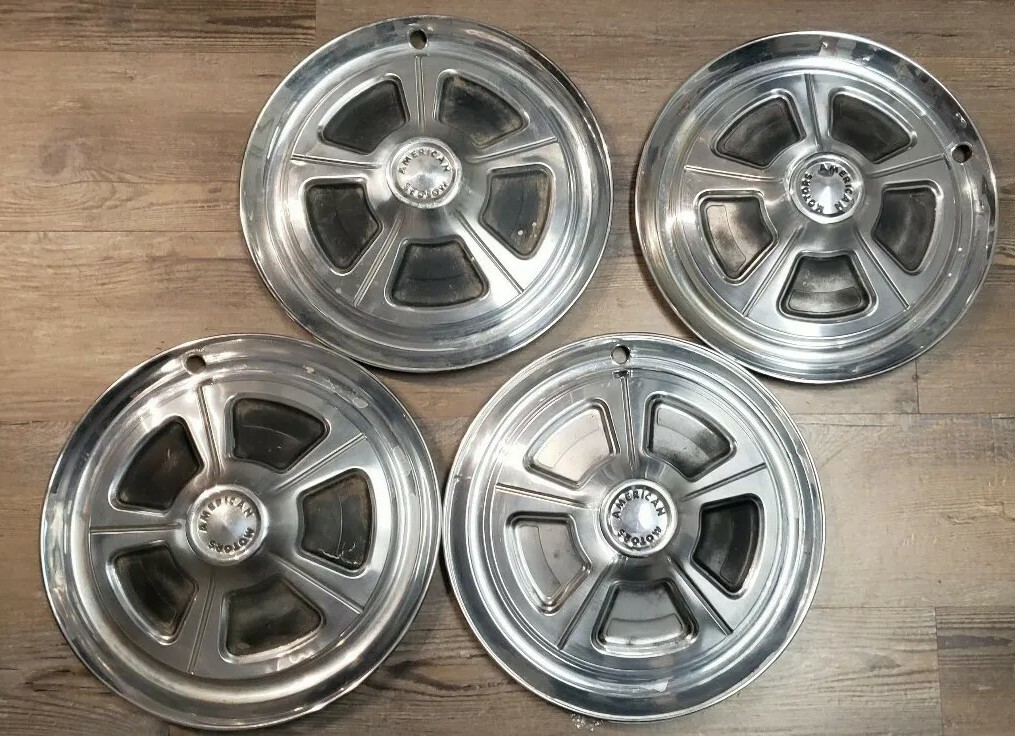 1968 American Motors Javelin amx spoke type wheel hubcaps oem sst set of 4