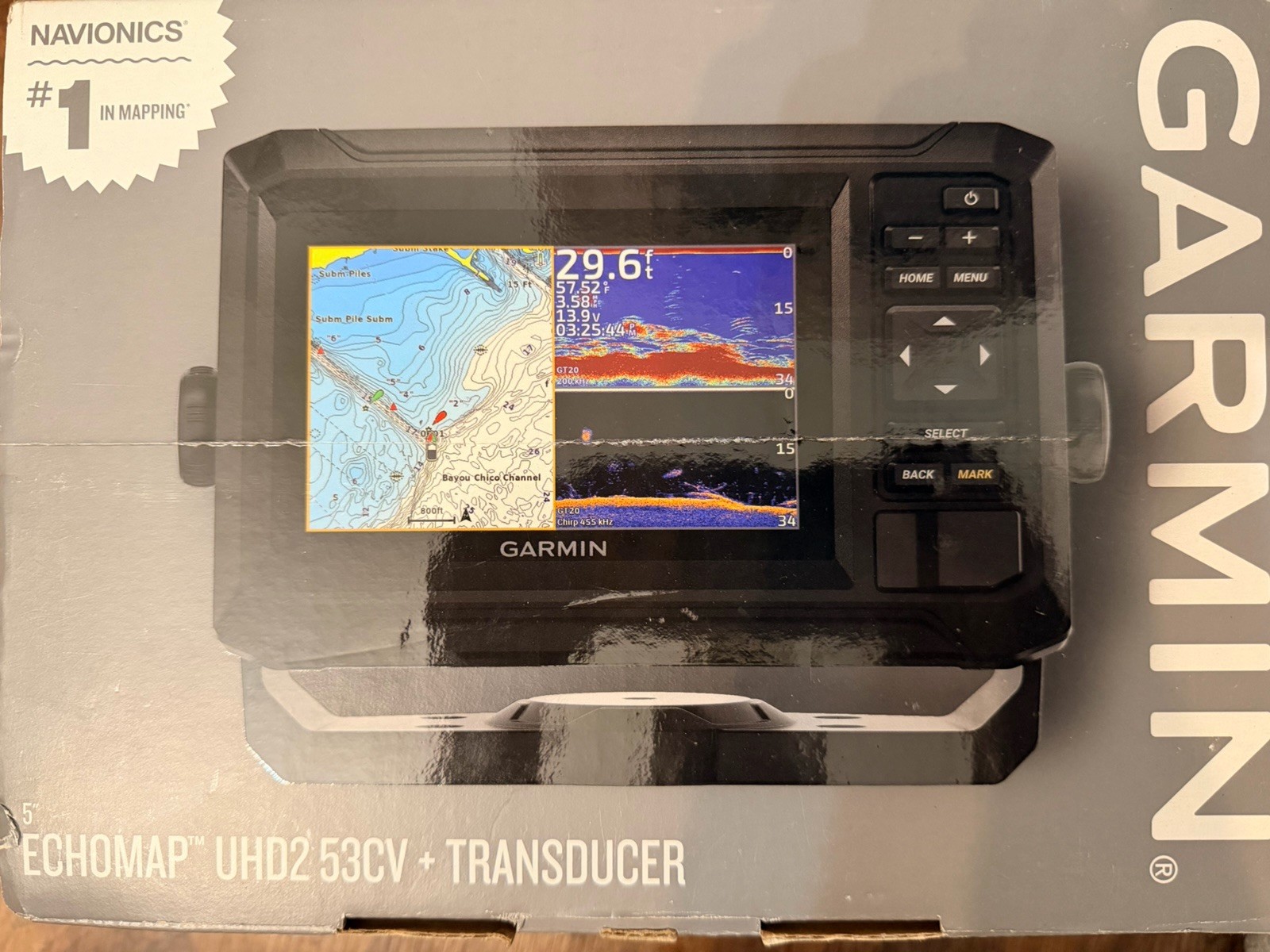 GARMIN ECHOMAP UHD2 53CV CHARTPLOTTER FISHFINDER COMBO W/GT20-TM 010-02590-51