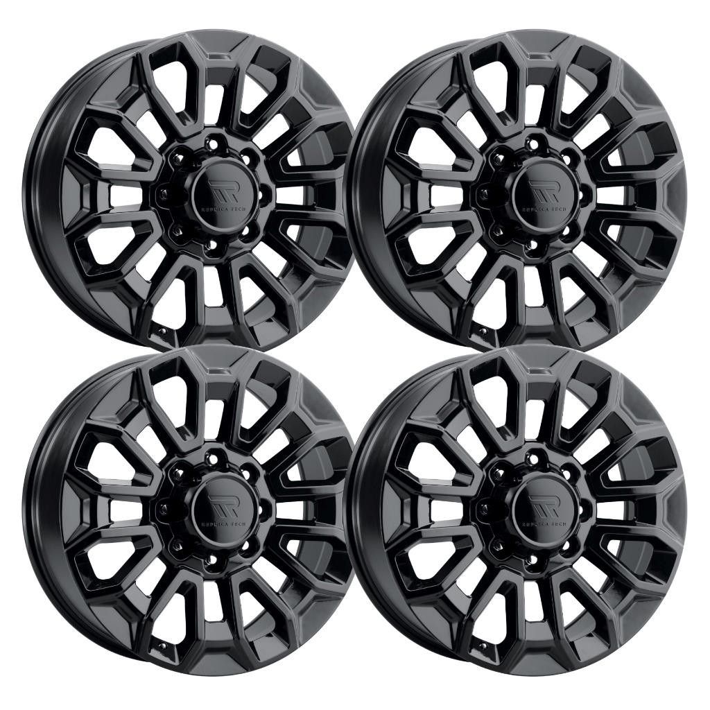 (Set-4) Replica Tech RT-82 22x8.5 8x165.1/8x6.5 15mm Gloss Black Wheels Rims 22