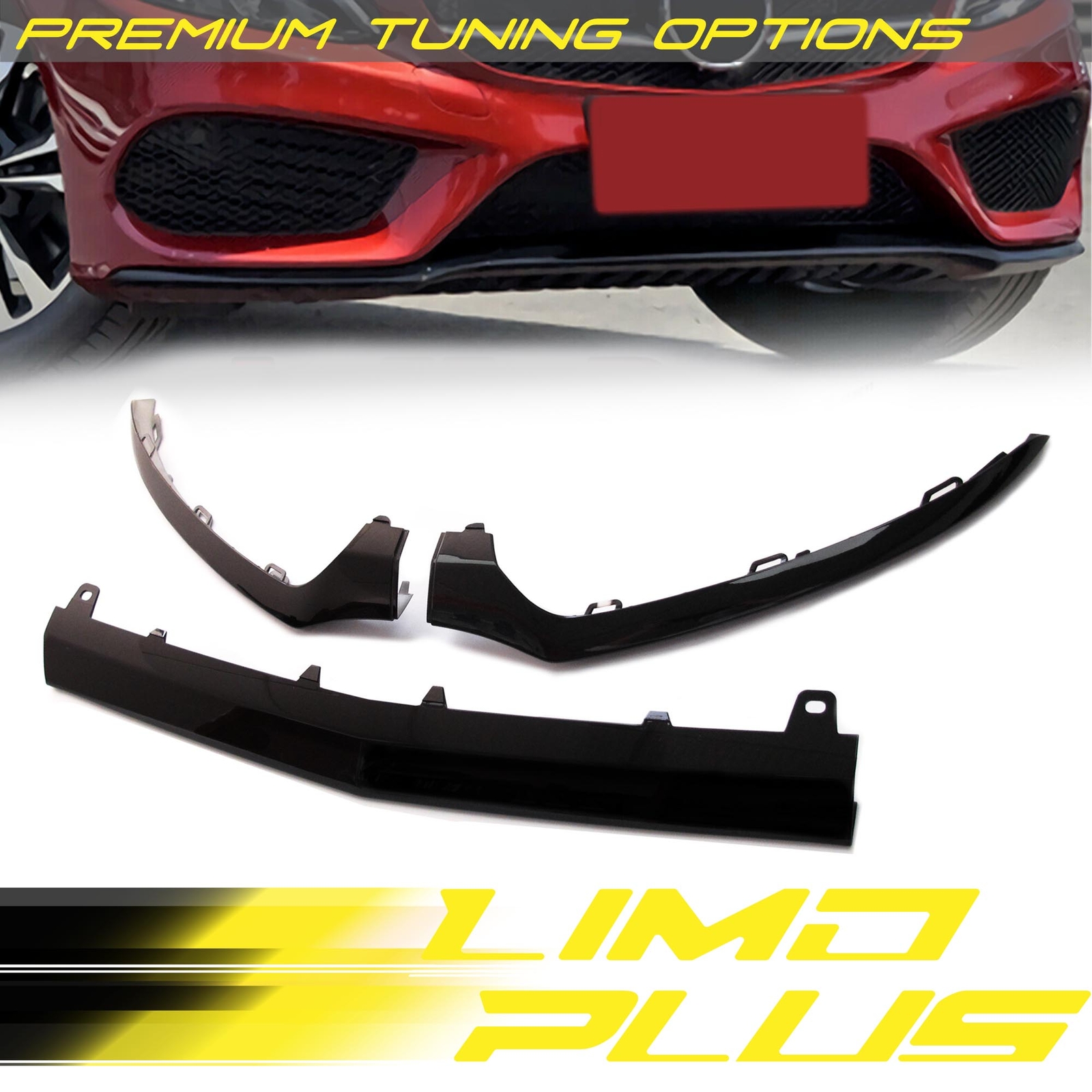 Front Bumper Lower Lip Trim Molding Gloss Black For Mercedes W205 AMG 2015-2018