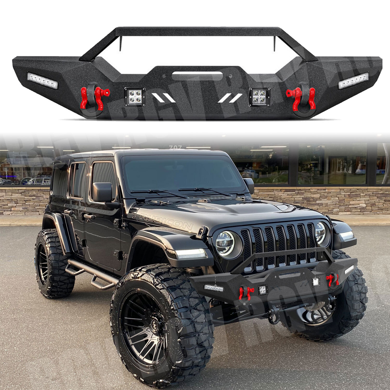 Steel Front Bumper w/LED Lights For 07-23 Jeep Wrangler JK/JL 20-23 Gladiator JT