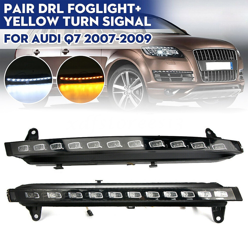 2x For 2007-2009 Audi Q7 22 LED DRL Daytime Running Light w/Turn Signal Fog Lamp