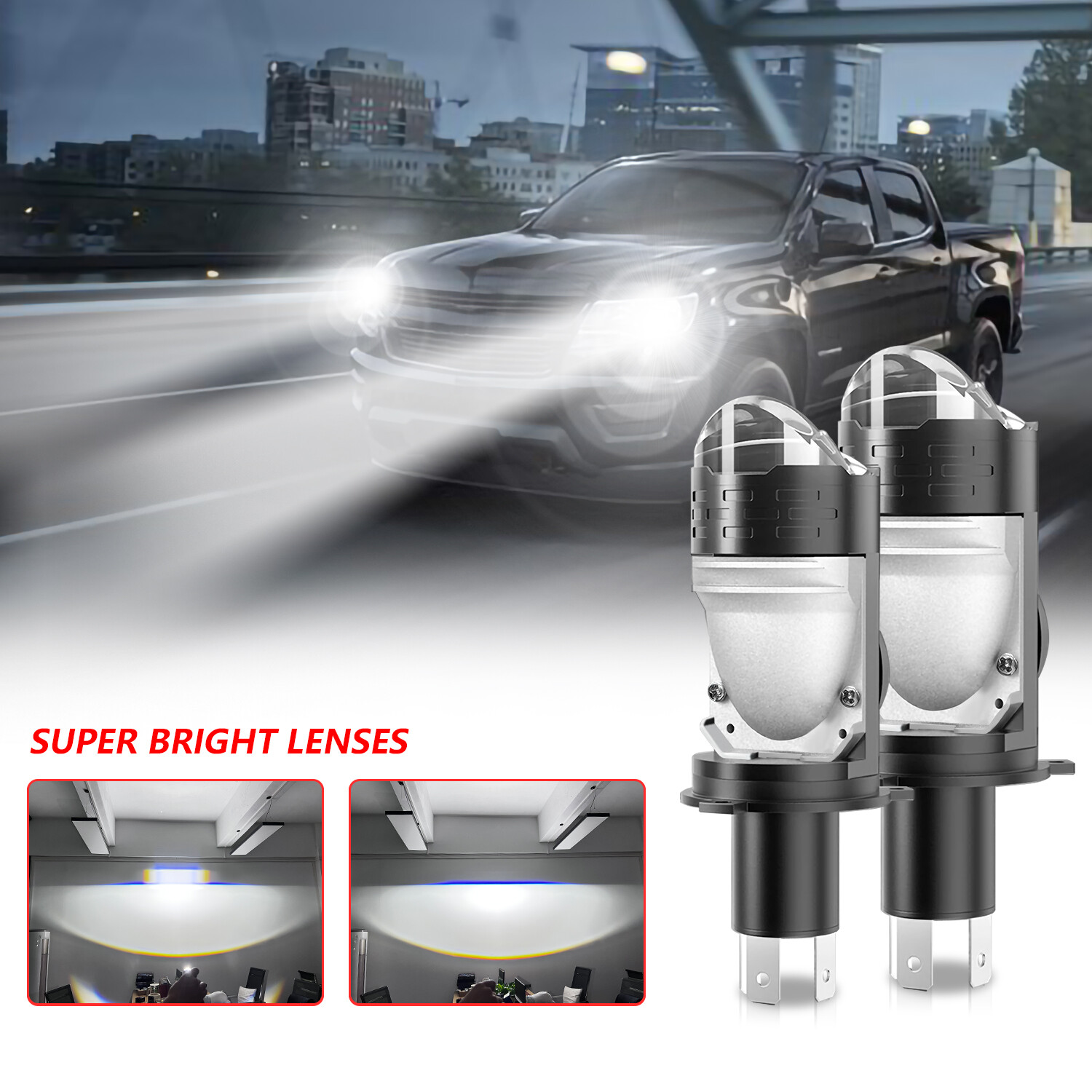 2Pcs H4/HB2 9003 160W Bi-LED Projector Lens Hi/Lo Motorcycle LED Headlight Bulbs 2Pcs H4/HB2 9003 160W Bi-LED Projector Lens Hi/Lo Motorcycle LED Headlight Bulbs