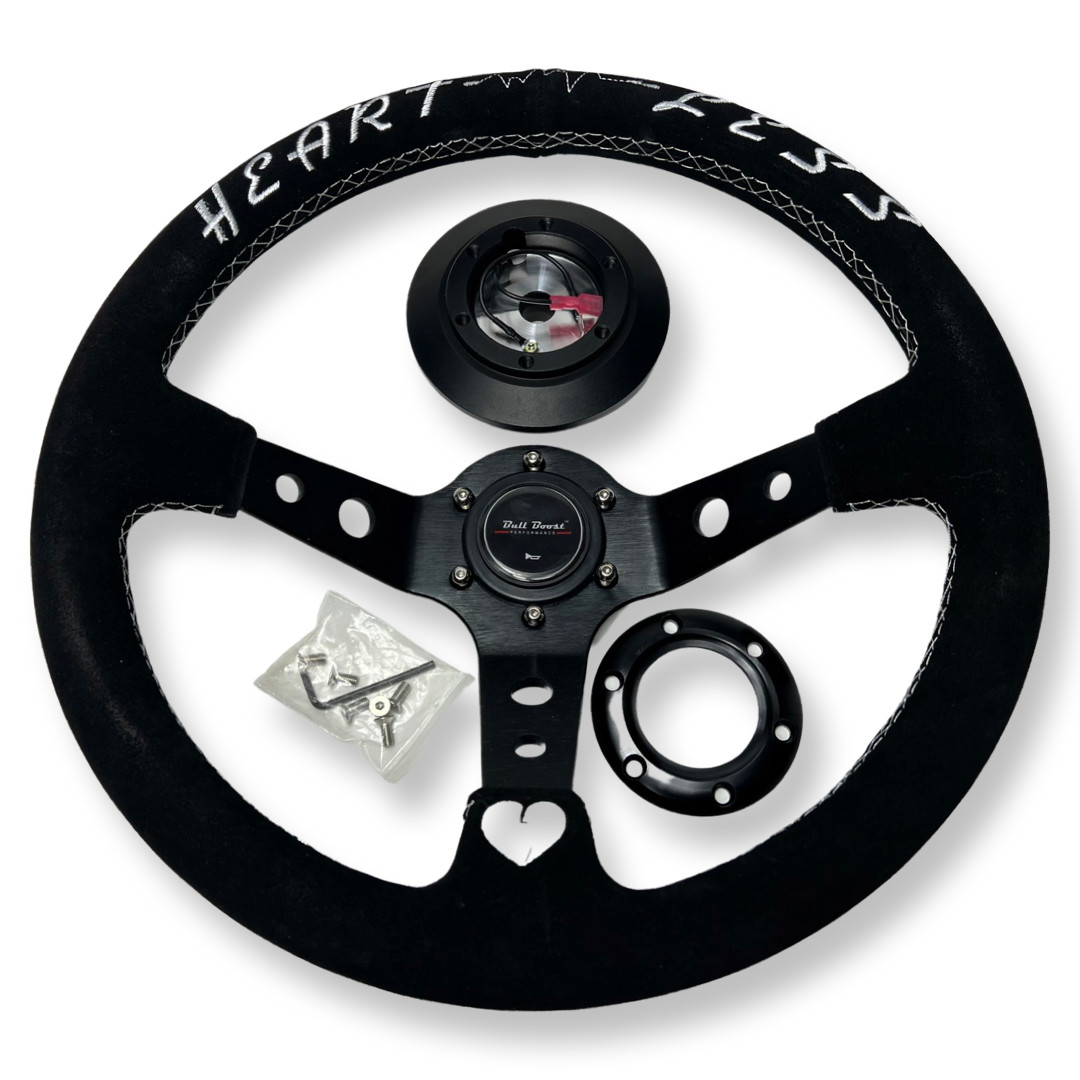 350mm Suede Steering Wheel + Short Hub Adapter for 83-04 Mustang / 89-92 Ranger