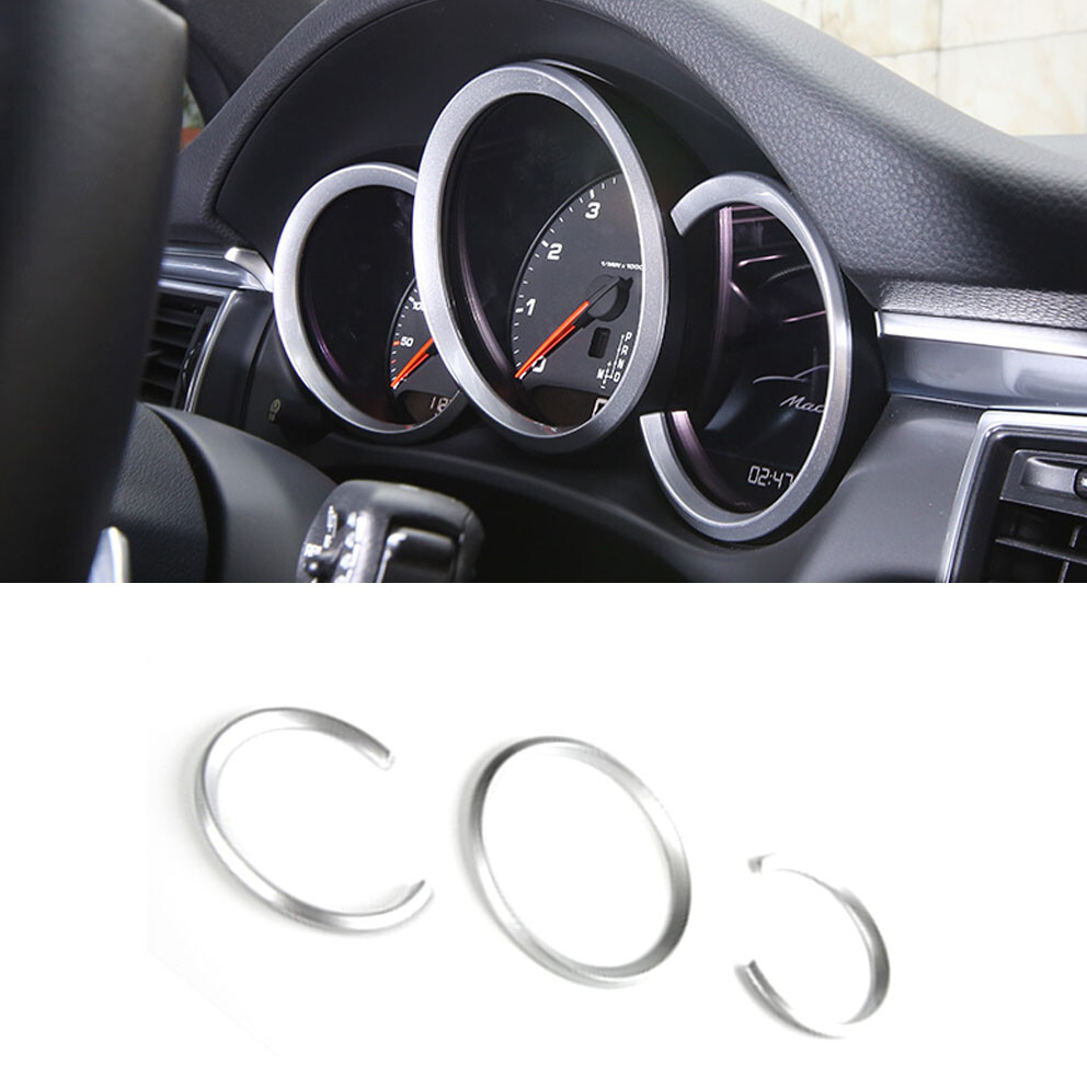 3Pcs Silver Dashboard Meter Ring Cover Trim For Porsche Cayman Boxster 2013-2019
