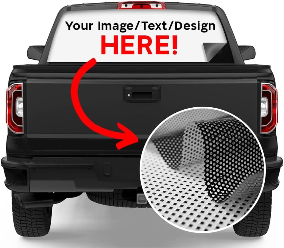 Custom SUV/Truck Window Decal One-Way Perforated Vinyl Waterproof UV Made in USA