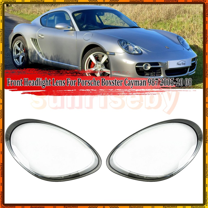 For Porsche Boxster Cayman 987 05-08 Pair Front Headlight Lens Replacement Cover For Porsche Boxster Cayman 987 05-08 Pair Front Headlight Lens Replacement Cover
