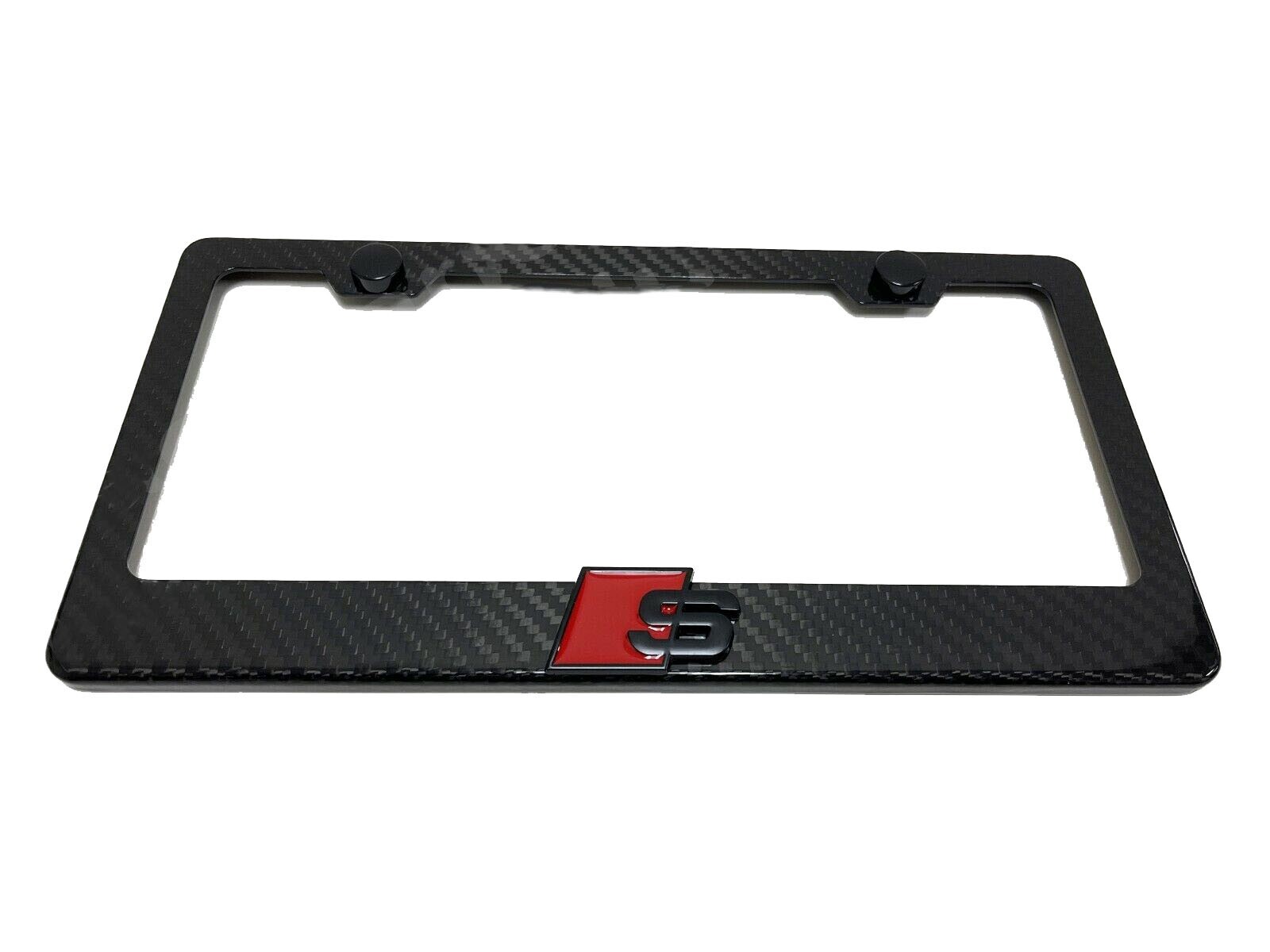 1x*S Sport LOGO* 3D Emblem Real 3K TwillWeave CARBON FIBER License Plate Frame B