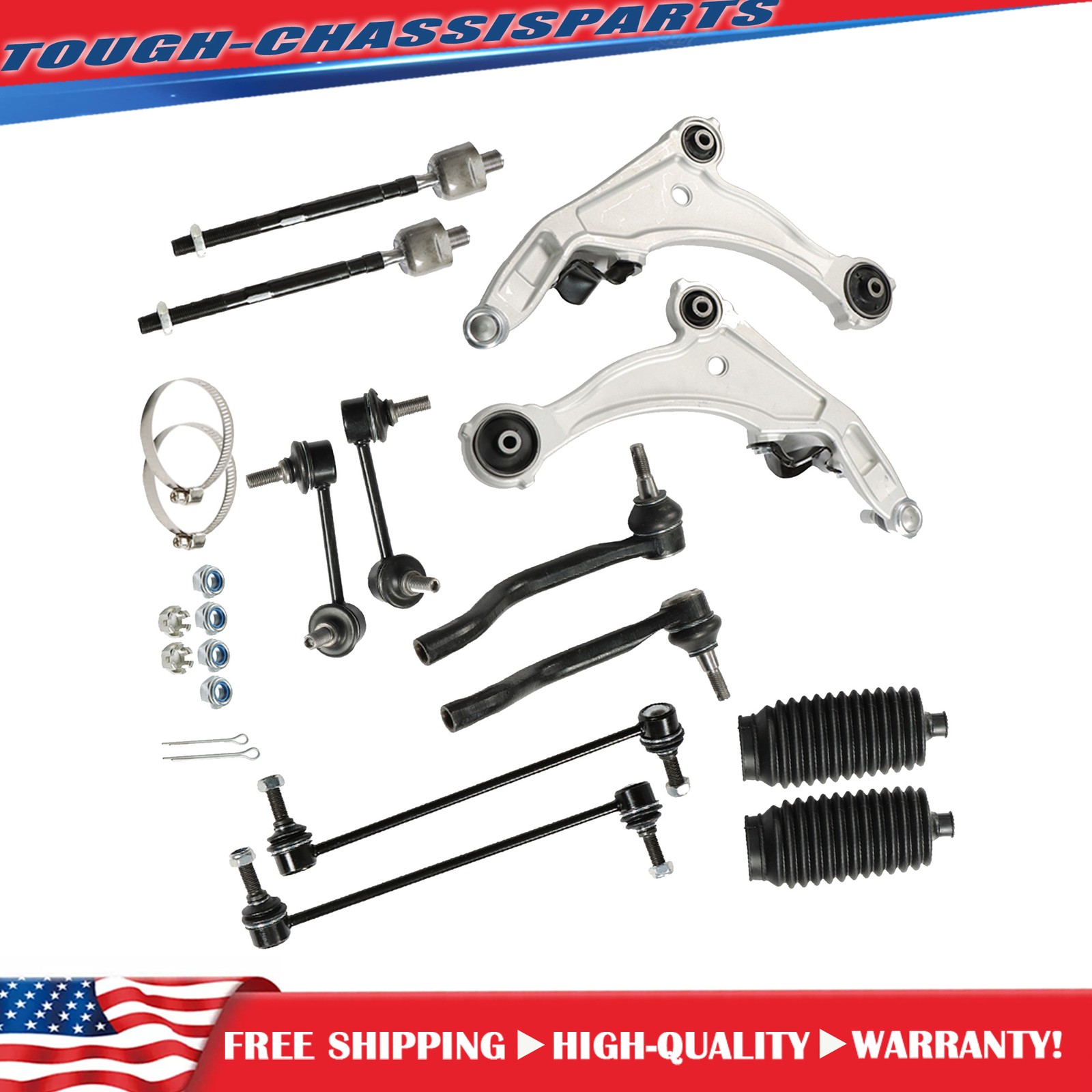 NEW 12x For 09-14 Nissan Maxima Front Lower Control Arm Tierod Sway Bar Link Kit