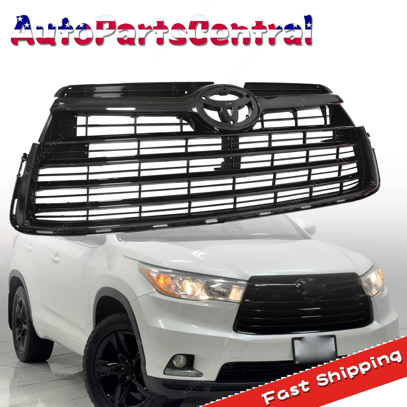 New Fit 2014-2016 Toyota Highlander Grille Black Front Bumper Upper Lower Grille