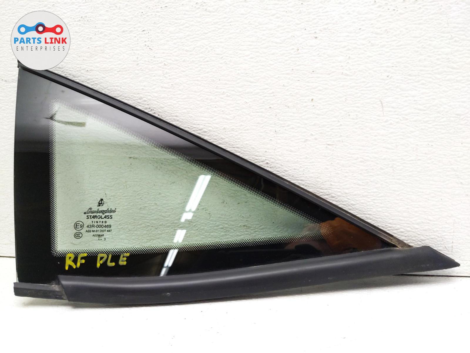 2004-2014 LAMBORGHINI GALLARDO FRONT RIGHT GLASS TRIANGLE VENT WINDOW LP550 560