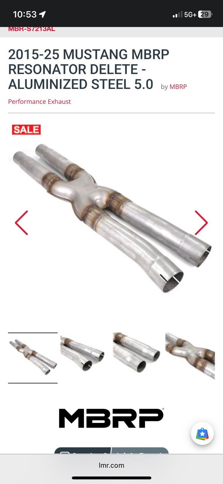 MBRP 2.5in Resonator Delete X-Pipe for 2015-2024 Ford Mustang GT