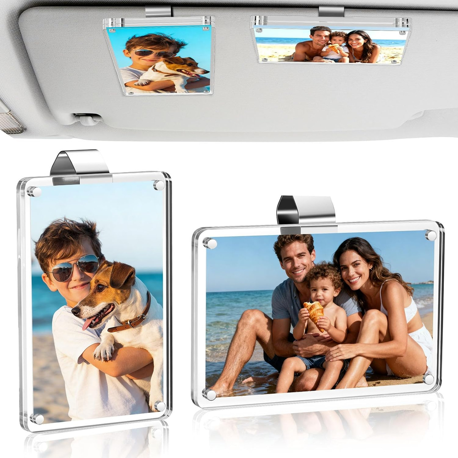 2 Pack Car Picture Holder and Visor Photo Clip, Car Sun Visor Picture Frame