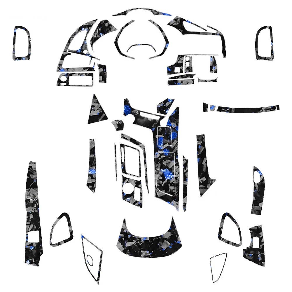 50Pcs Corvette C7 full interior forged spotted blue carbon fibre kit trim 14-19